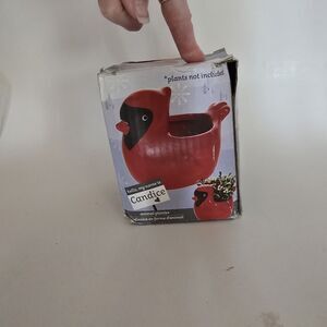 Greenbrier "Candice the Cardinal" animal planter Red Ceramic In Box Small
